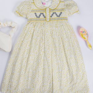 KIDS GIRL’ HANDMADE EMBROIDERED FLORAL PATTERN DRESS