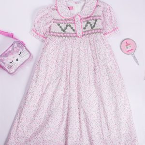 KIDS GIRL’ HANDMADE EMBROIDERED FLORAL PATTERN DRESS